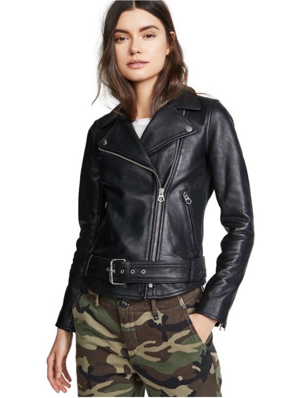 Madewell Ultimate Leather Motorcycle Jacket Black Womens Sz M MISSING BELT